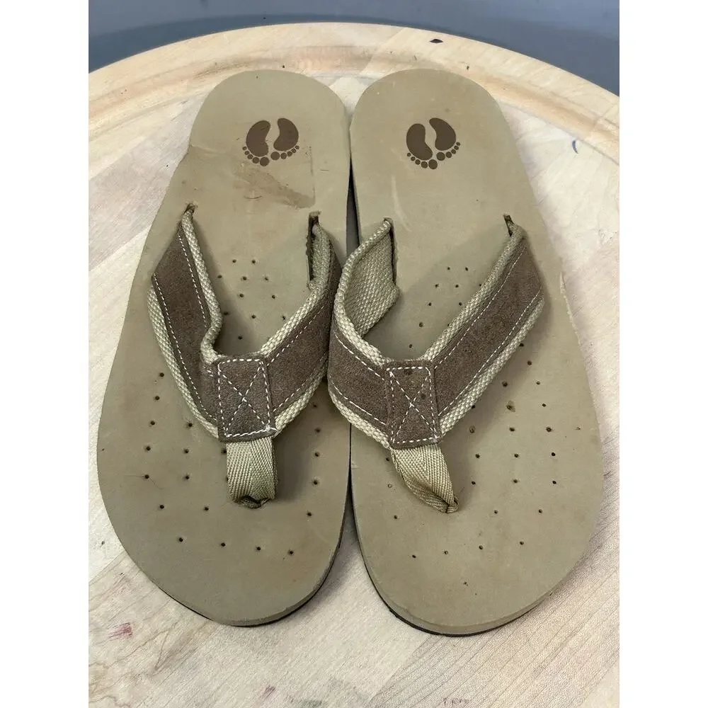 Hang Ten Flip Flops‎ Thong Sandals Mens 9 Brown Slip On Rubber Soles